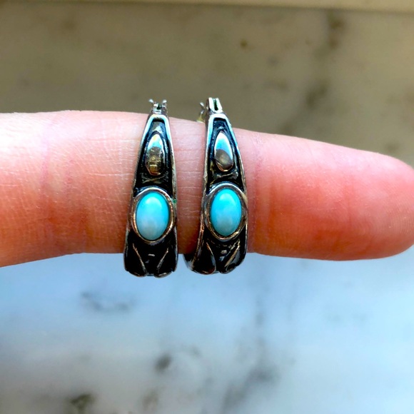 Jewelry - Silver and Turquoise Western Style Earrings